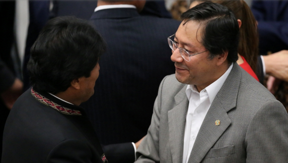 Evo Morales y Luis Arce 580x329