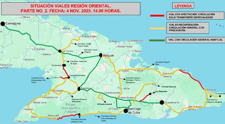 actualizan estado vial en oriente tras huracan melissa