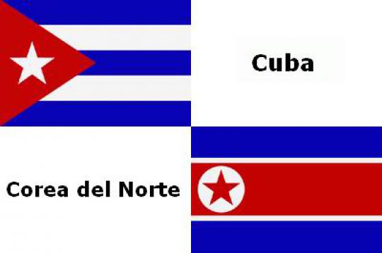 Banderas de Corea del Norte y Cuba