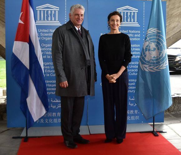 Diaz Canel se reune con Audrey Azoulay Directora general de la UNESCO 580x497