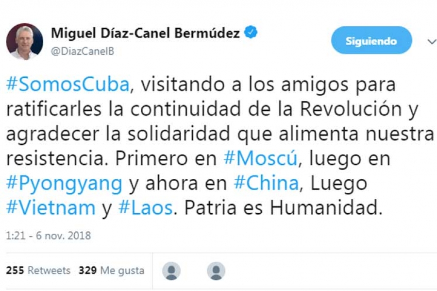 diaz canel tweet agrdeciendo