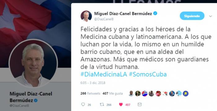 diaz canel felicita dia medicina latinoamericana